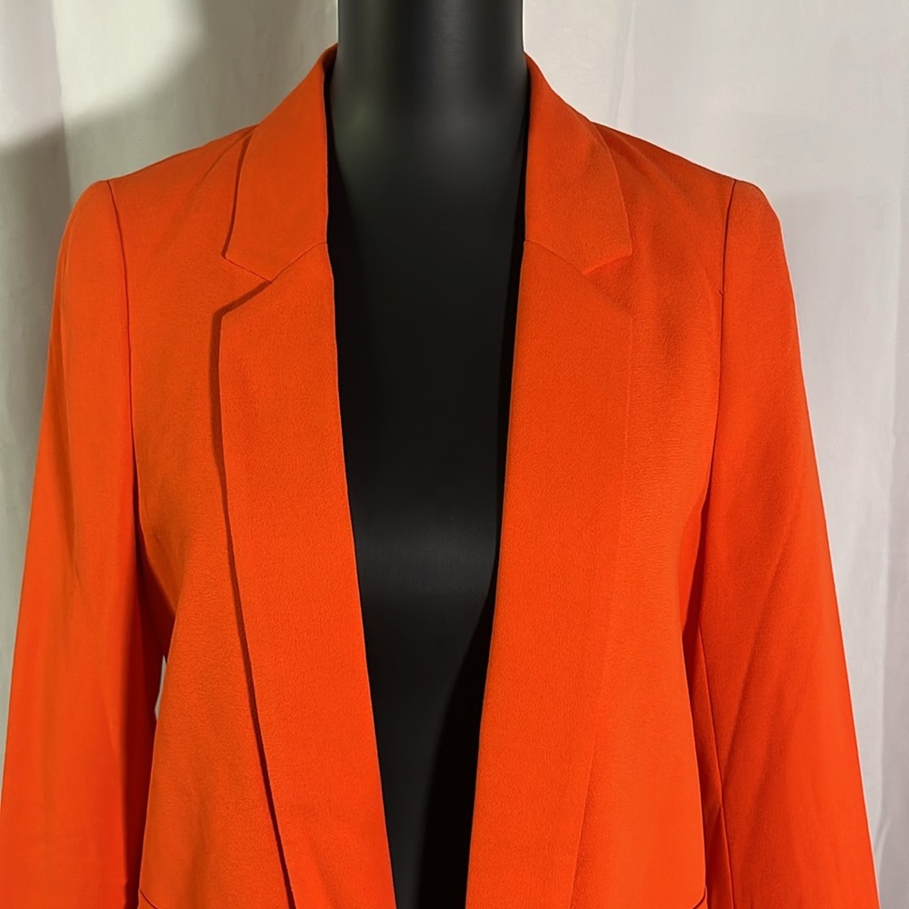 NWT Anthropologie See U Soon Orange-Red Open Front Cropped Blazer - Picture 6 of 16